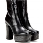 Candy Stud-Trim Leather Platform Booties in Noi