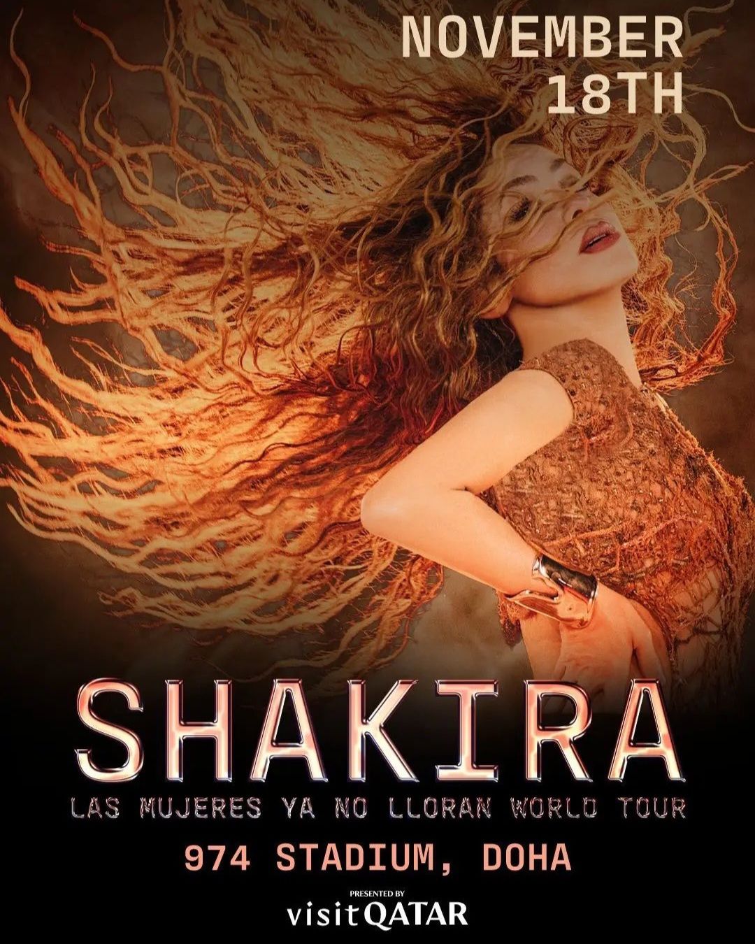 Banner divulgado para o show de Shakira em Doha